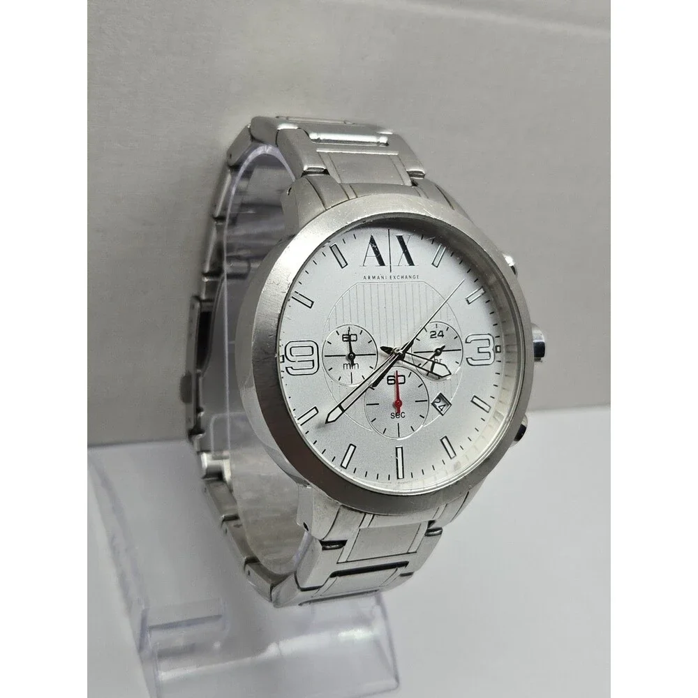 Armani Exchange Mens Chronograph 48mm Stainless Steel Date Watch New Battery